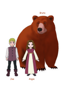 Bruto, the bear, Joe and Angie from Book 2