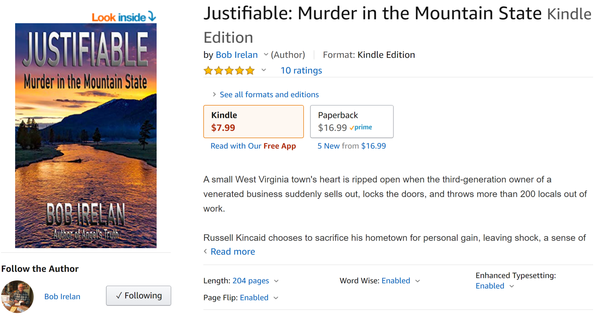 Justifiable, a mystery murder novel on Kindle