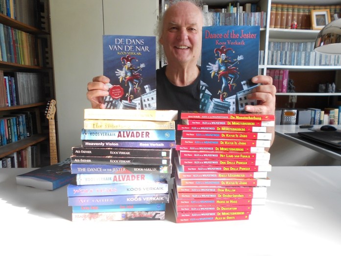 Koos Verkaik with his newest novel, Jester